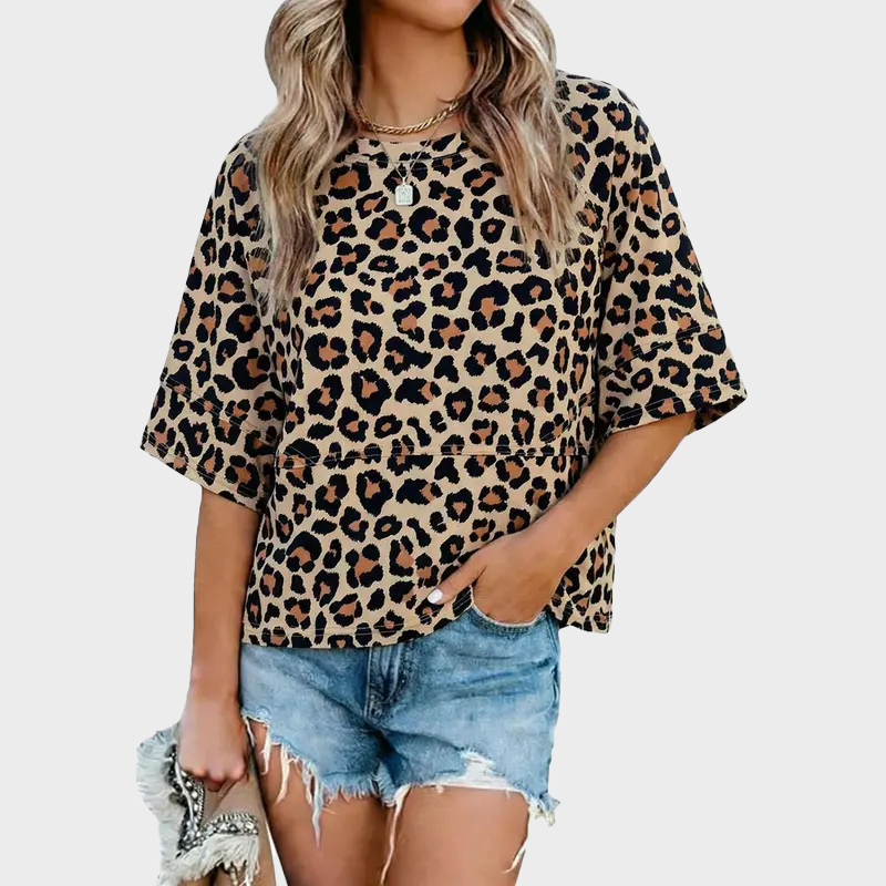 Panel Solid Color Flared Sleeve T-Shirt