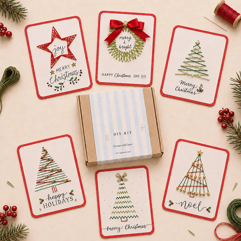 💖🎄 🧵Merry & Bright Christmas DIY Kit– Create Beautiful Handmade Holiday Cards ✨