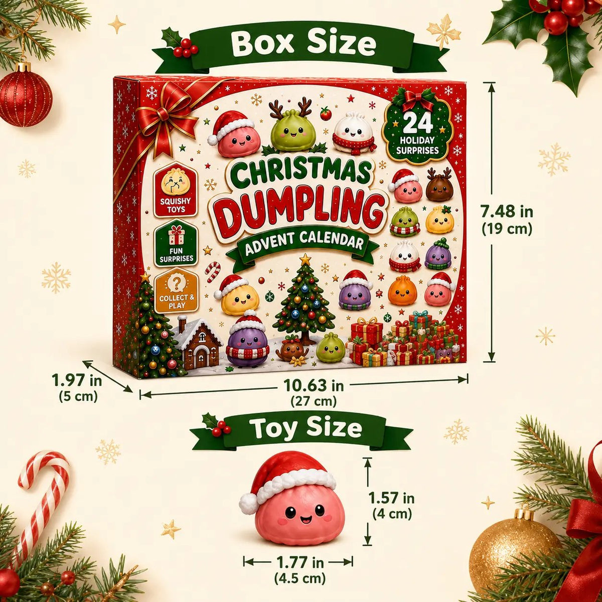 π 2026 Christmas Advent Calendar: Mini Dumpling Squishies, 24 Days of Squishy Stress Relief π₯β¨