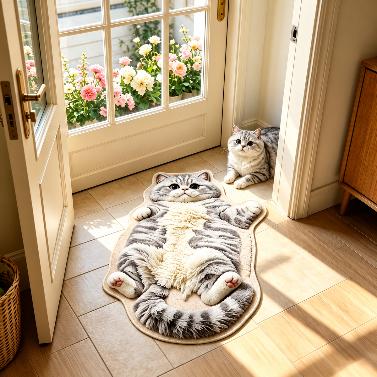 Chubby Tabby Cat Shaped Rug π±π€