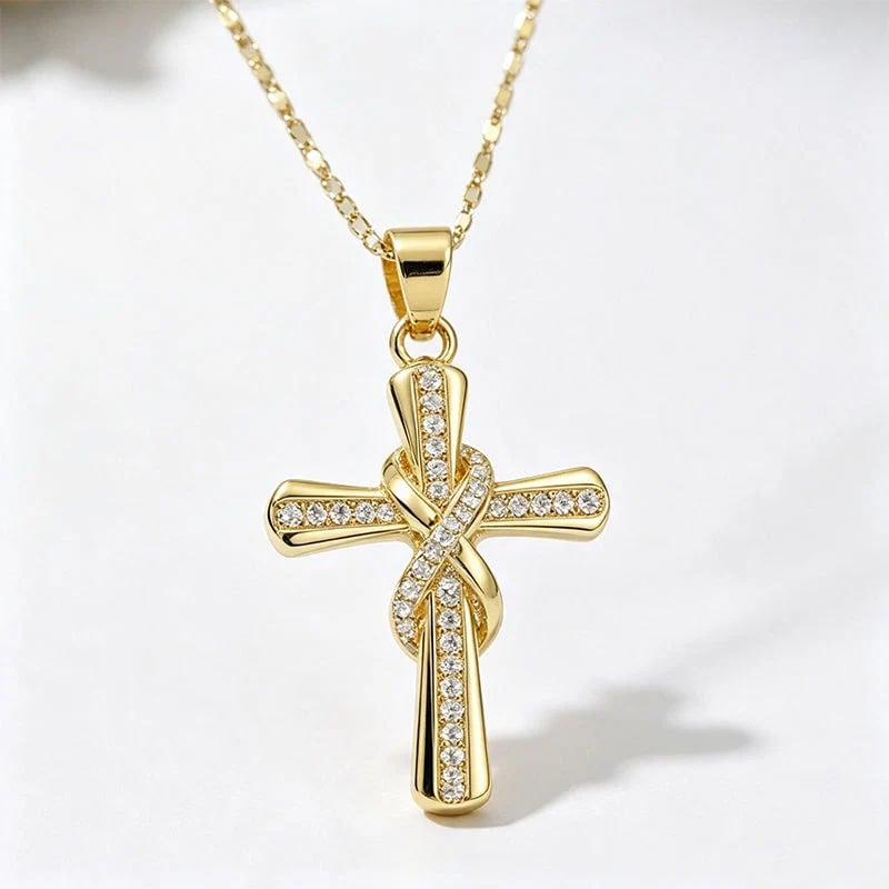 π« LIMITED TIME 49% OFF! Women's Sparkling Twisted Knot Cross Pendant Necklace β Elegant Faith-Inspired Design with Brilliant Shine β¨