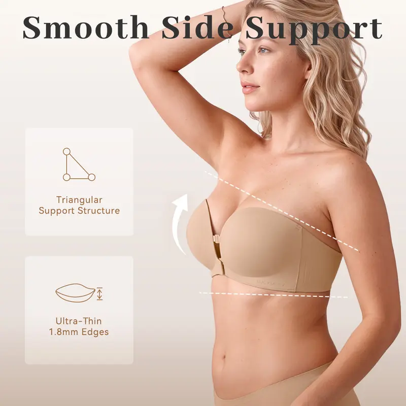 Women's Strapless Front Closure Push-Up Bra