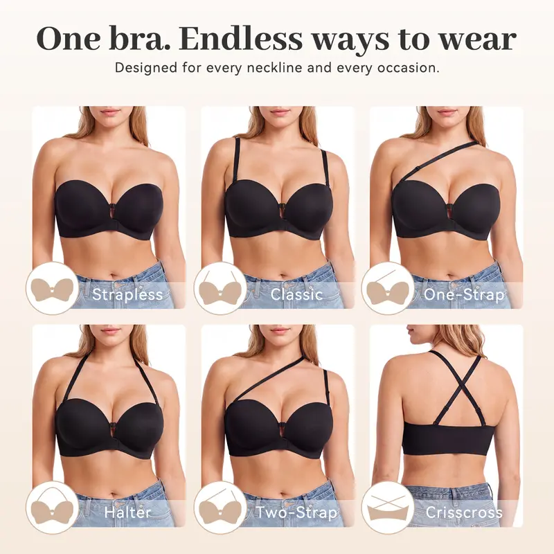 Women's Strapless Front Closure Push-Up Bra