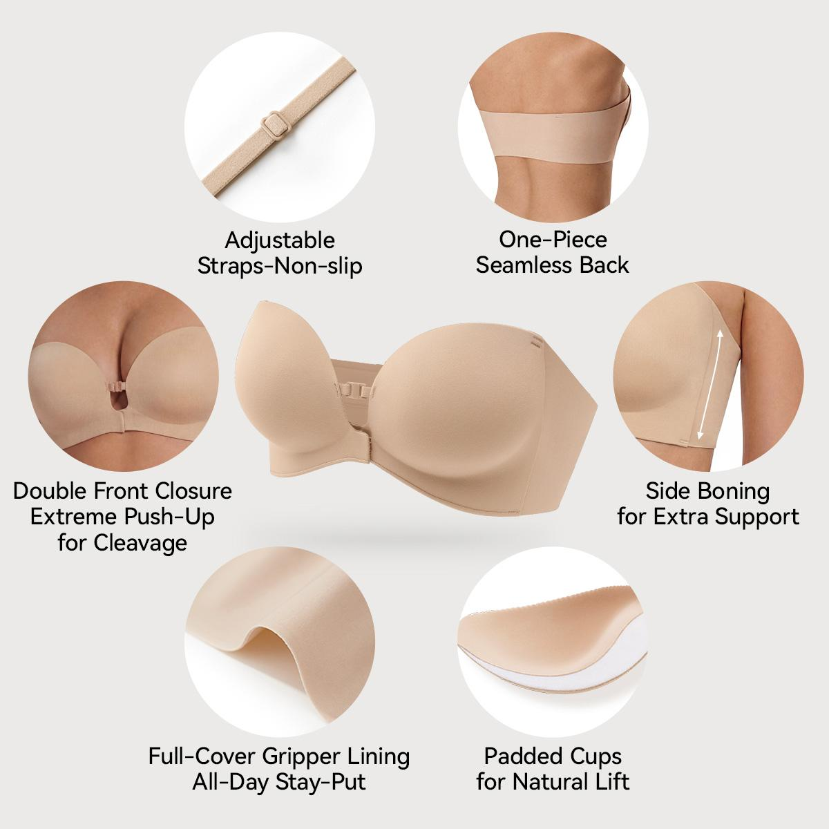 Women's Strapless Front Closure Push-Up Bra