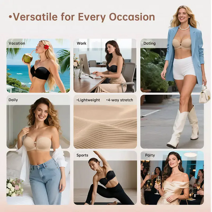 Women's Strapless Front Closure Push-Up Bra