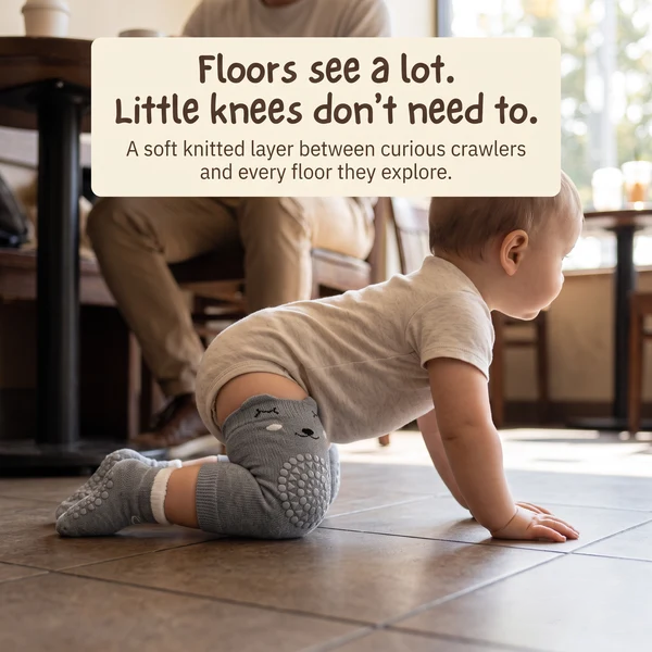 Soft Bear Face Knee Sleeves and Grip Socks for Little Explorers