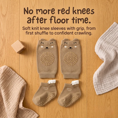 Soft Bear Face Knee Sleeves and Grip Socks for Little Explorers