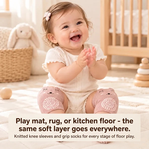 Soft Bear Face Knee Sleeves and Grip Socks for Little Explorers