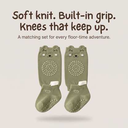 Soft Bear Face Knee Sleeves and Grip Socks for Little Explorers