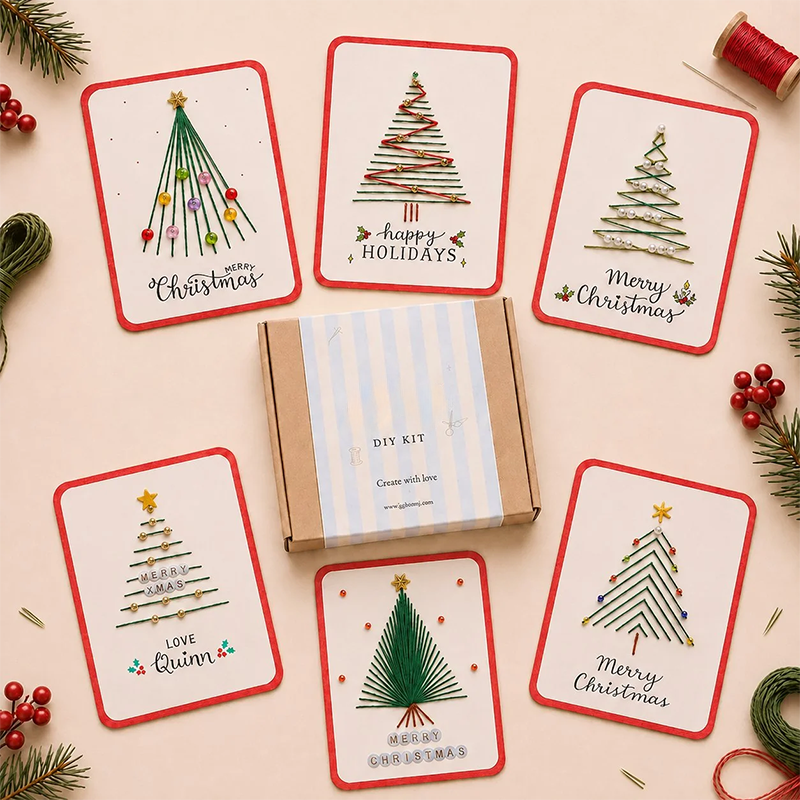 💖🎄 🧵Merry & Bright Christmas DIY Kit– Create Beautiful Handmade Holiday Cards ✨