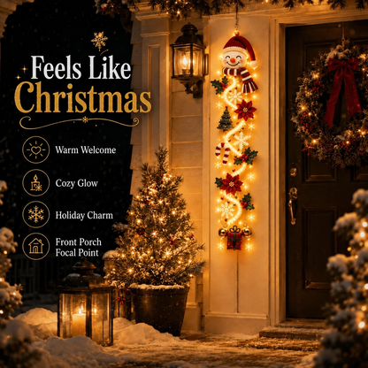 ⏳ Last Day 49% OFF – 🎄MerryCascade™ Glowing Christmas Door Hanger | 6 Festive Light Designs✨