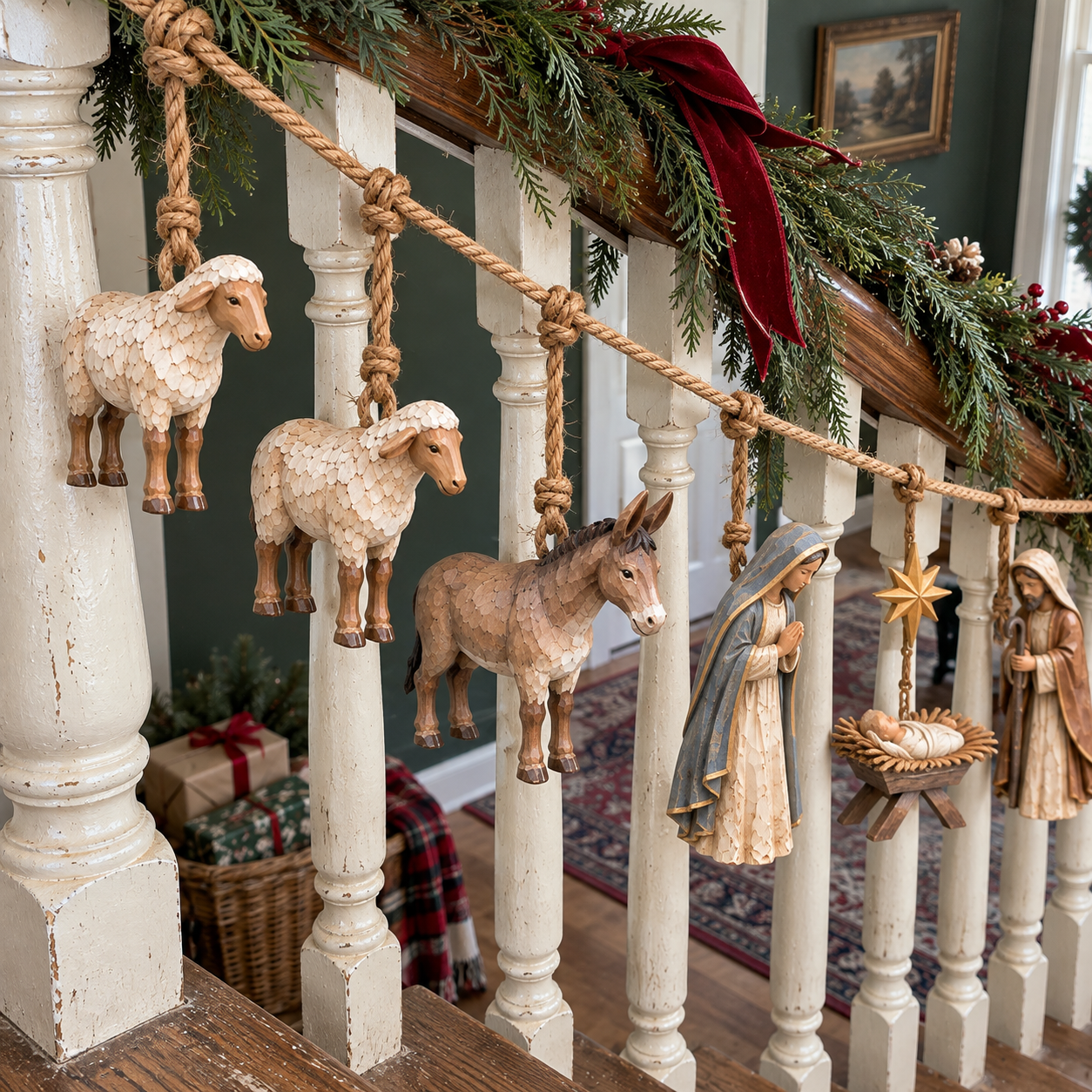 Handcrafted Wooden Nativity Garland product dimensions