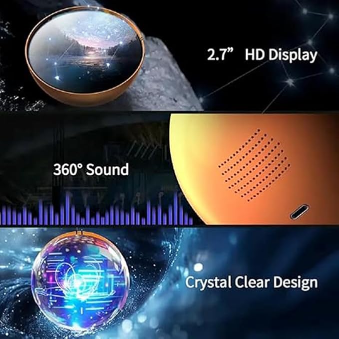 Electronic Crystal Ball, 2.7" Light-Up Glass Sphere With 3D Digital Display Screen, DIY Personalized Video & Photo Player