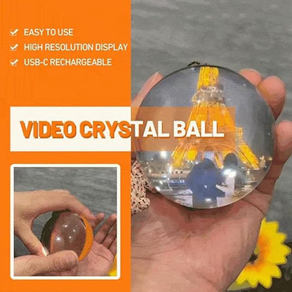 Electronic Crystal Ball, 2.7" Light-Up Glass Sphere With 3D Digital Display Screen, DIY Personalized Video & Photo Player
