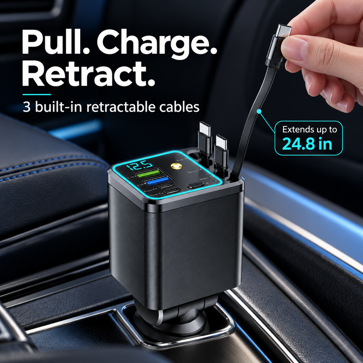 🚗120W Compact Retractable Car Charger⚡
