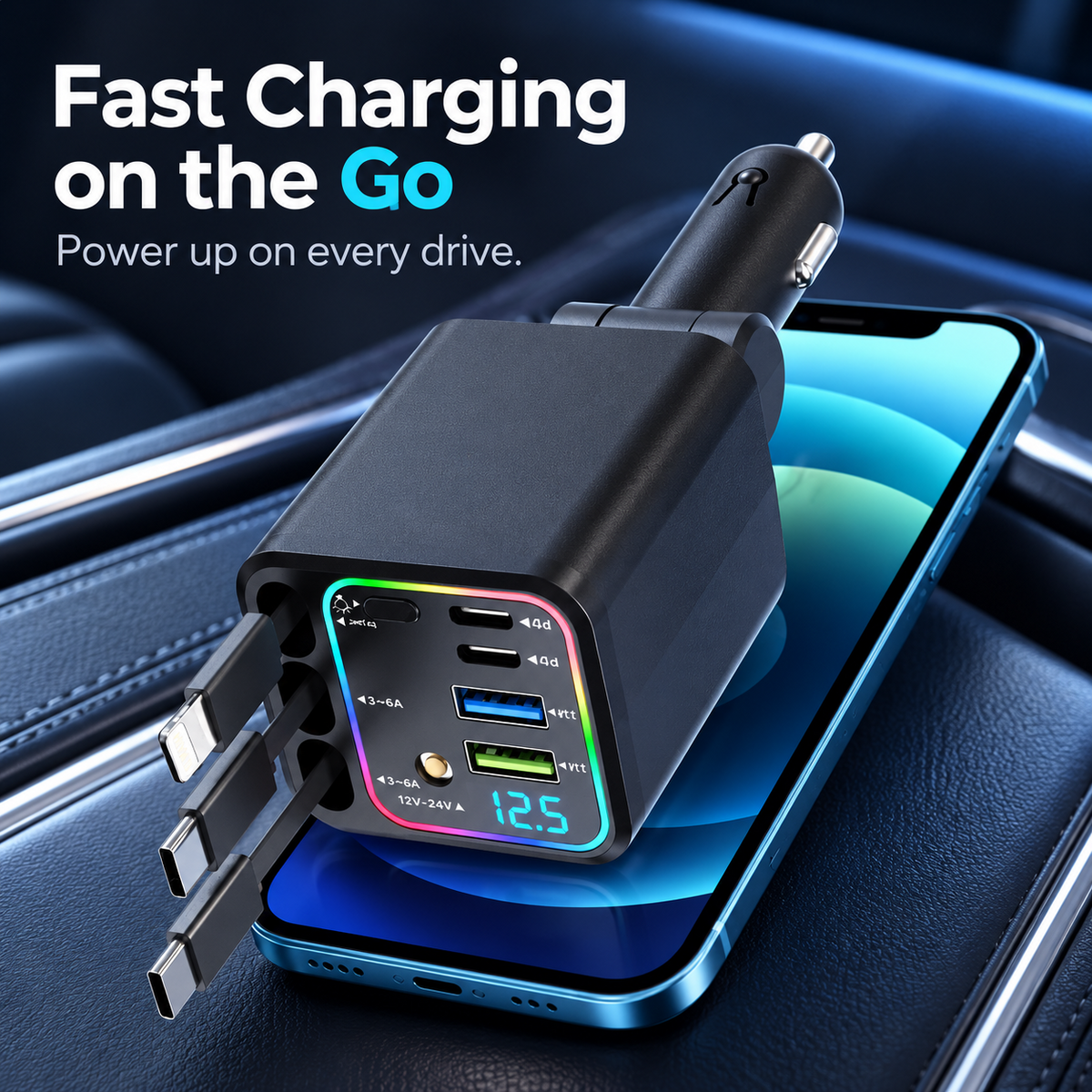 🚗120W Compact Retractable Car Charger⚡