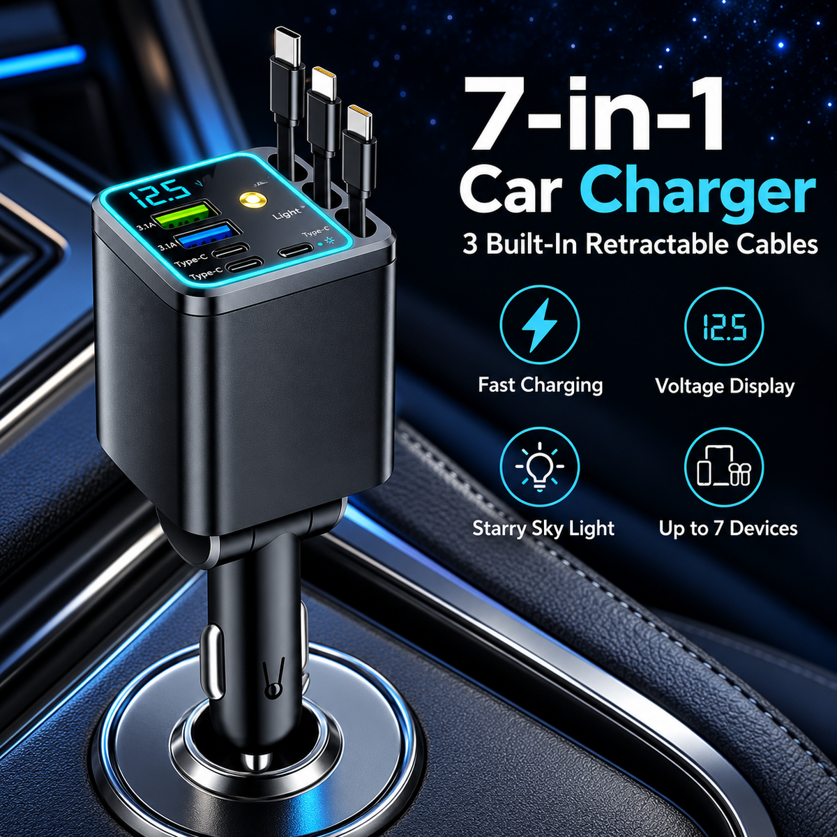 🚗120W Compact Retractable Car Charger⚡