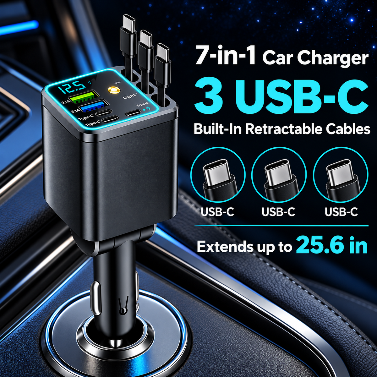 🚗120W Compact Retractable Car Charger⚡