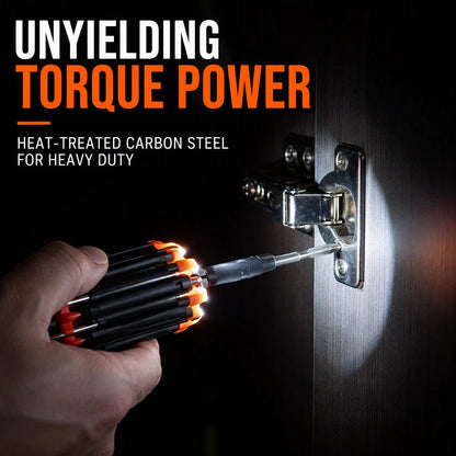 ⏰🔧8-in-1 Folding Screwdriver – Built-In LED Work Light & Flashlight