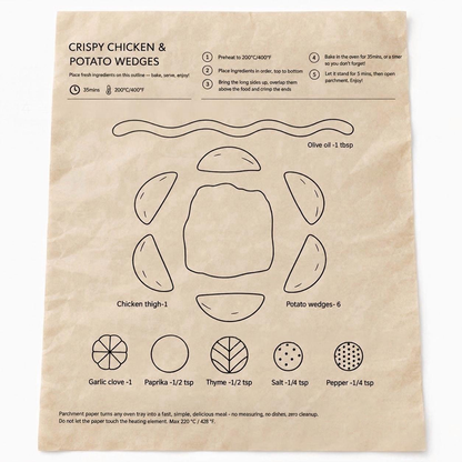 One-Pan Recipe Parchment Set | Pre-Printed Portion Guide Cooking Paper