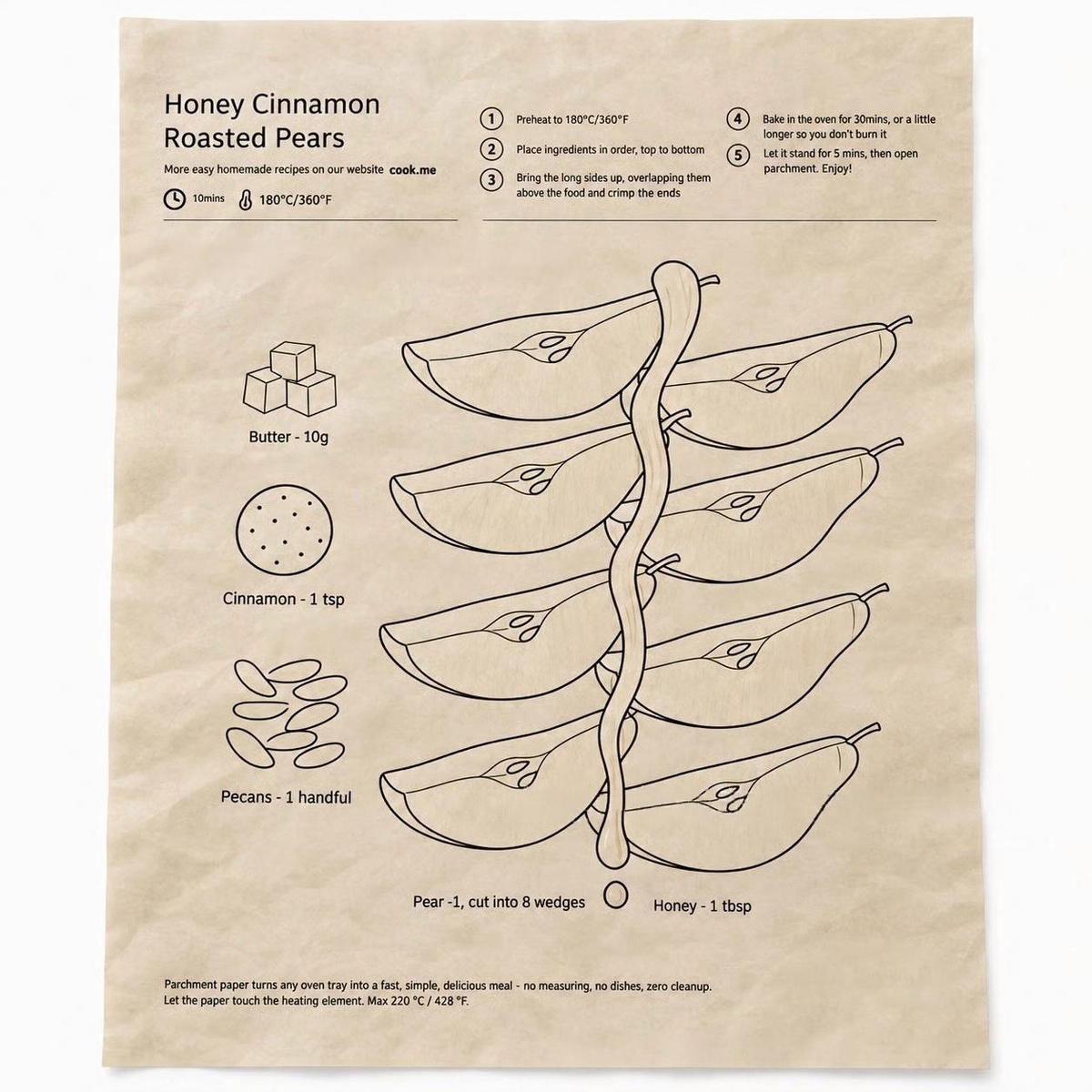 One-Pan Recipe Parchment Set | Pre-Printed Portion Guide Cooking Paper