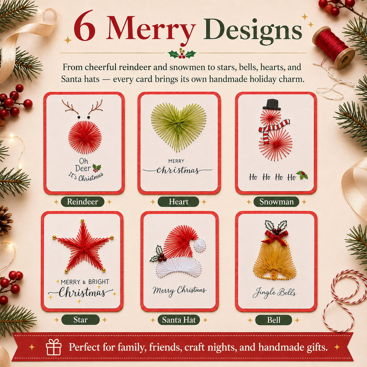 💖🎄 🧵Merry & Bright Christmas DIY Kit– Create Beautiful Handmade Holiday Cards ✨