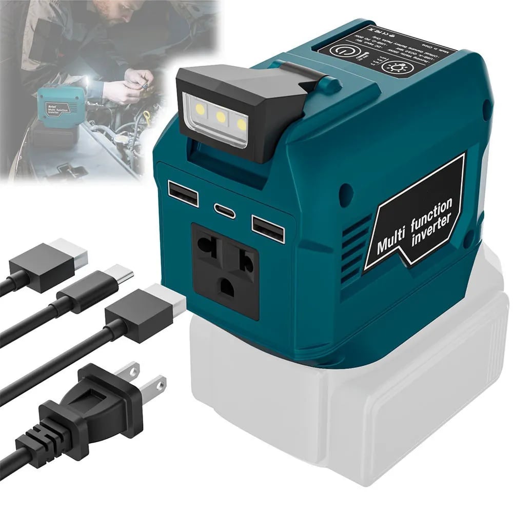250W Power Inverter DC 18V-21V To AC 220V For Makita For Milwaukee For DeWalt For Bosch USB Type-C DC Port Output