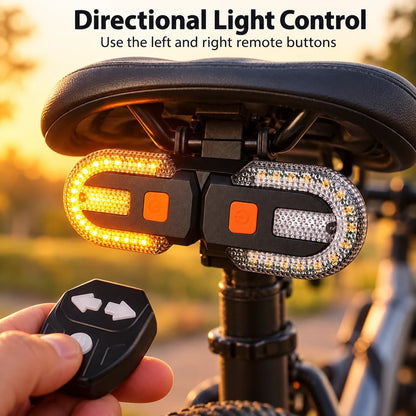 Bicycle Rear Turn Signal Light with Directional Remote