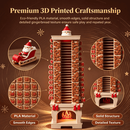 🎁Christmas Advent Calendar 24 Days Countdown, Sliding Santa Chimney Tower Decor for Kids Family Holiday Gift