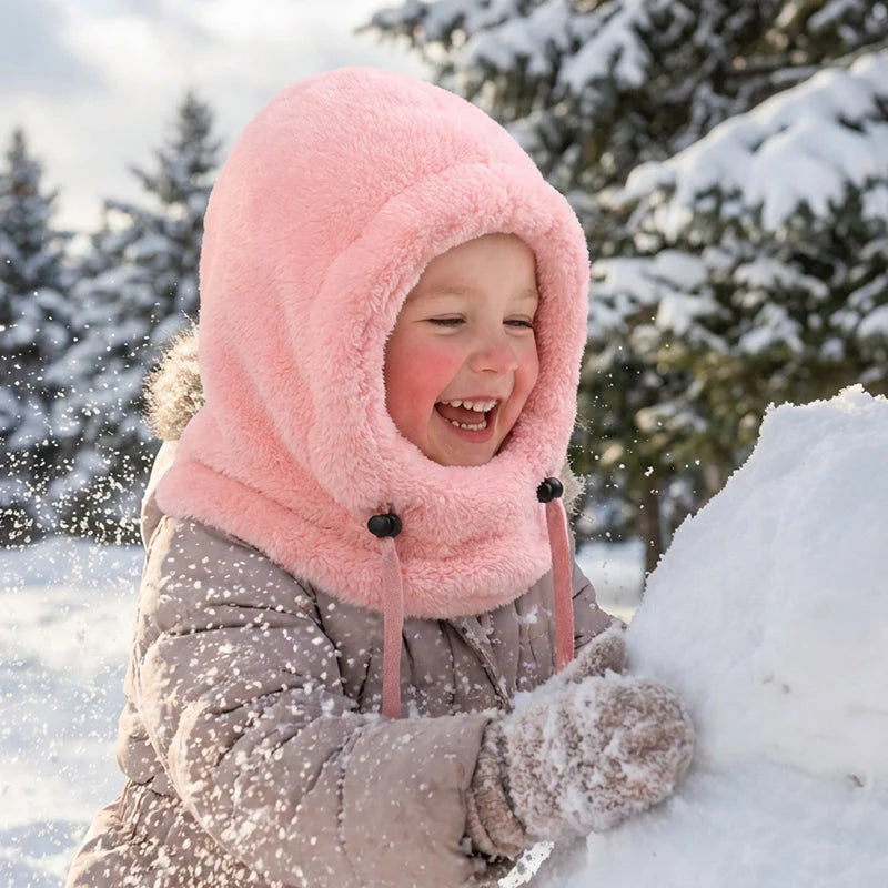 3-in-1 Kids' Winter Hood – Soft Fleece Hat, Face Cover & Neck Warmer❄️🧣