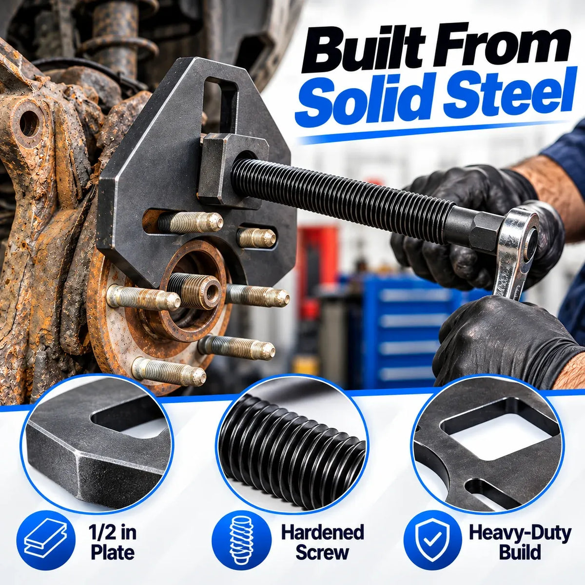 🔧 Heavy-Duty Wheel Hub Puller Tool — Fits 5, 6 & 8-Lug Cars & Trucks 🚗