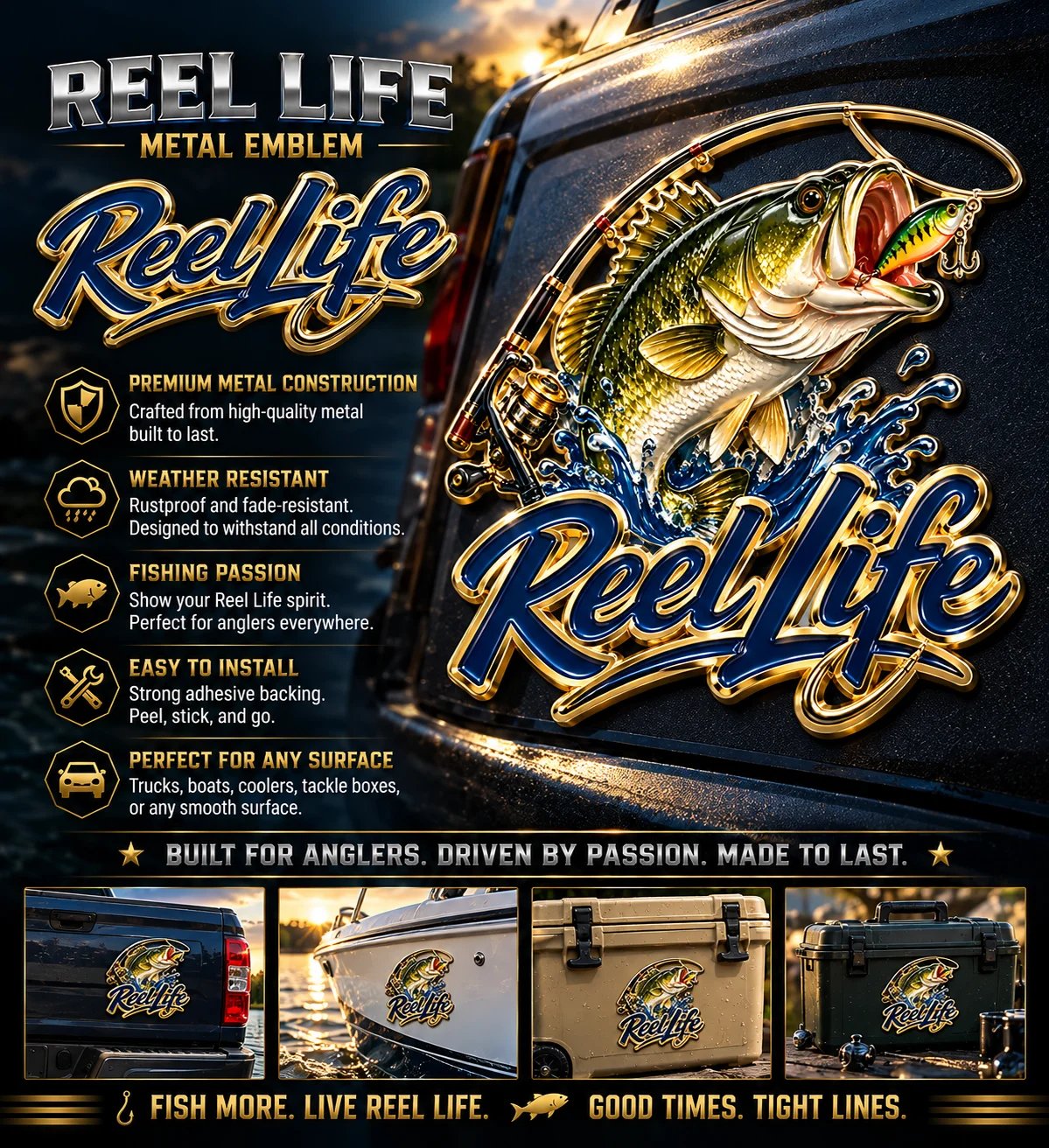 🎣Reel Life Bass Fishing Car Emblem