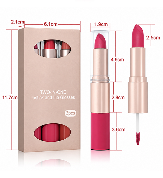 Dual ended lip product dimensions