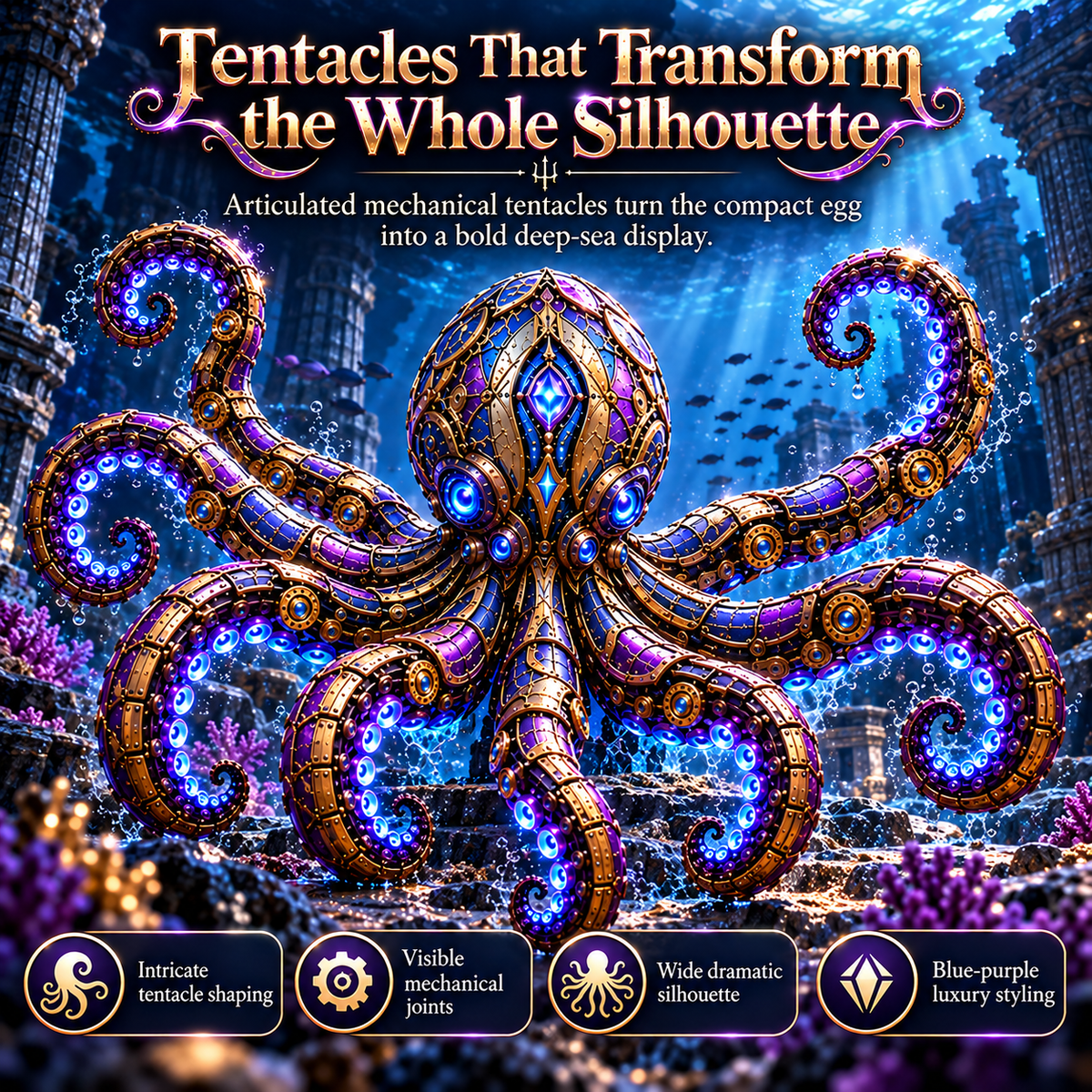 🐙 2-in-1 Transforming Mechanical Kraken Egg – Deep-Sea Guardian Figure