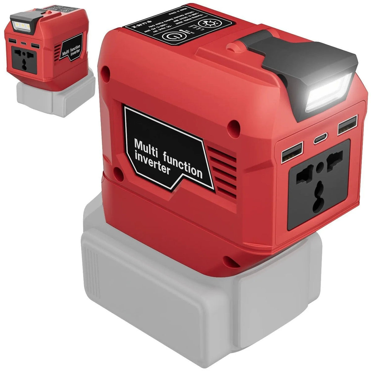 250W Power Inverter DC 18V-21V To AC 220V For Makita For Milwaukee For DeWalt For Bosch USB Type-C DC Port Output