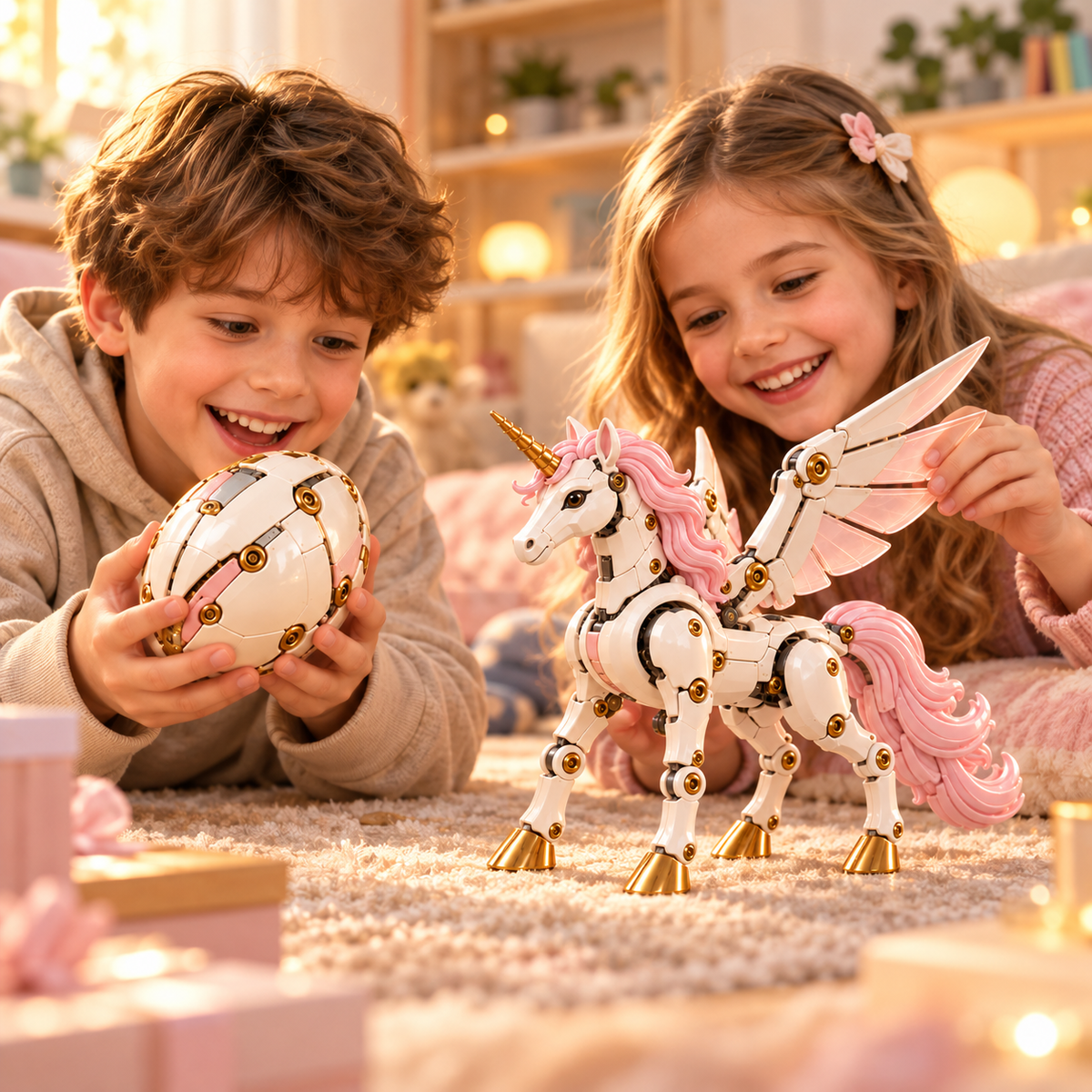 🦄 2-in-1 Transforming Mechanical Unicorn Egg – Winged Fantasy Figure!!!🔥
