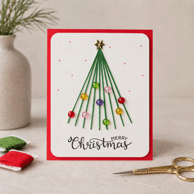 💖🎄 🧵Merry & Bright Christmas DIY Kit– Create Beautiful Handmade Holiday Cards ✨