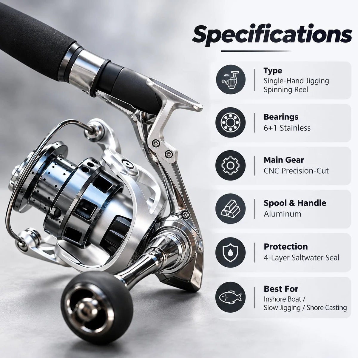 🎣 Single-Hand Jigging Reel