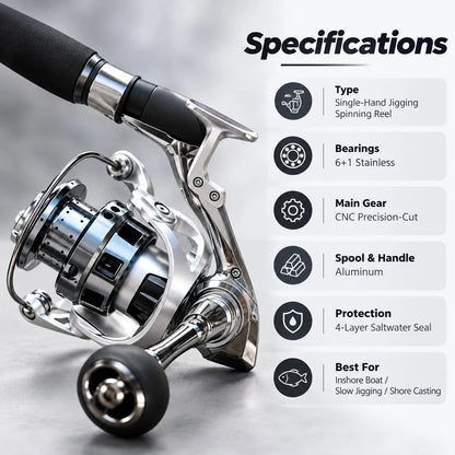 🎣 Single-Hand Jigging Reel