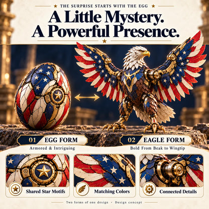 🔥last Day 49% Off🔥 -🦅 American Eagle Transforming Egg – Stars & Stripes Mechanical Figure With Bold Wing Details