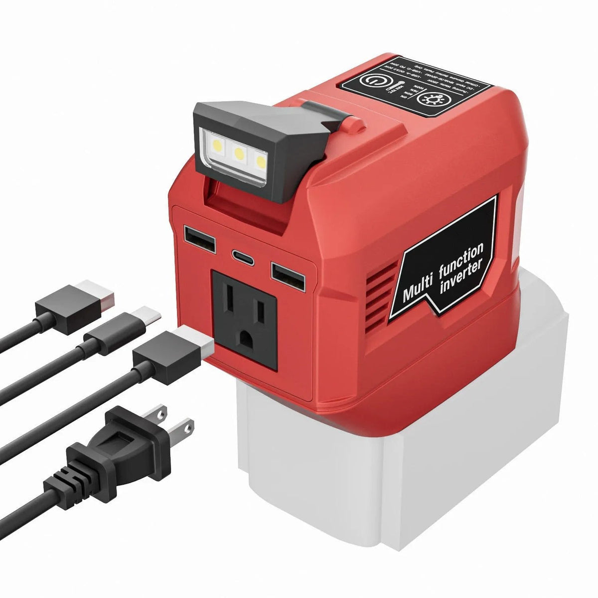 250W Power Inverter DC 18V-21V To AC 220V For Makita For Milwaukee For DeWalt For Bosch USB Type-C DC Port Output