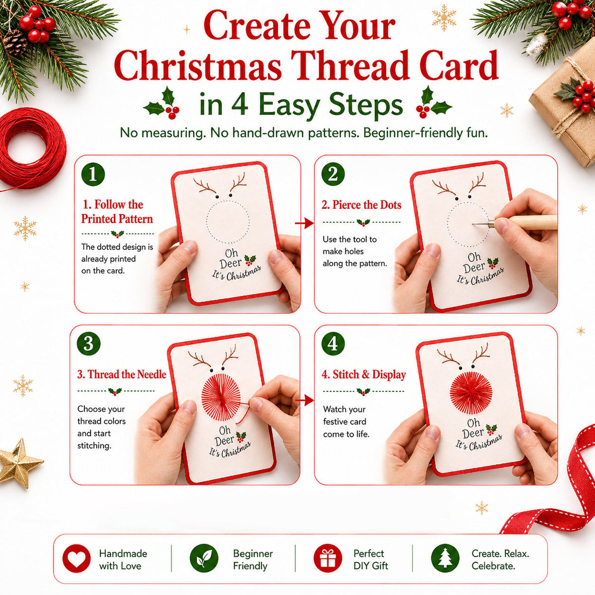 💖🎄 🧵Merry & Bright Christmas DIY Kit– Create Beautiful Handmade Holiday Cards ✨