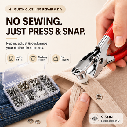 🧵 100Pcs Invisible Colored Metal Buckle & Manual Pressure Pliers | Quick Clothing Repair & DIY