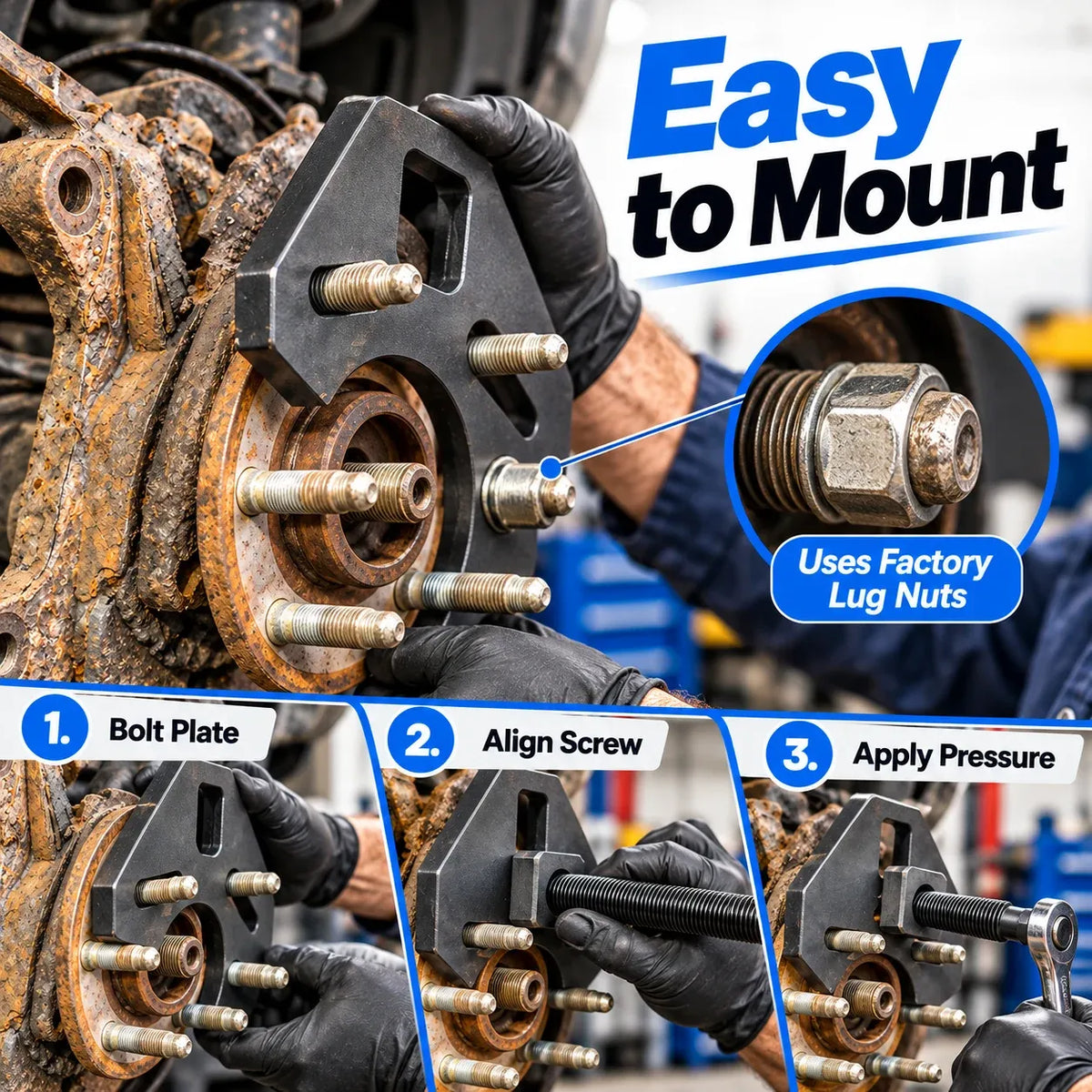 🔧 Heavy-Duty Wheel Hub Puller Tool — Fits 5, 6 & 8-Lug Cars & Trucks 🚗