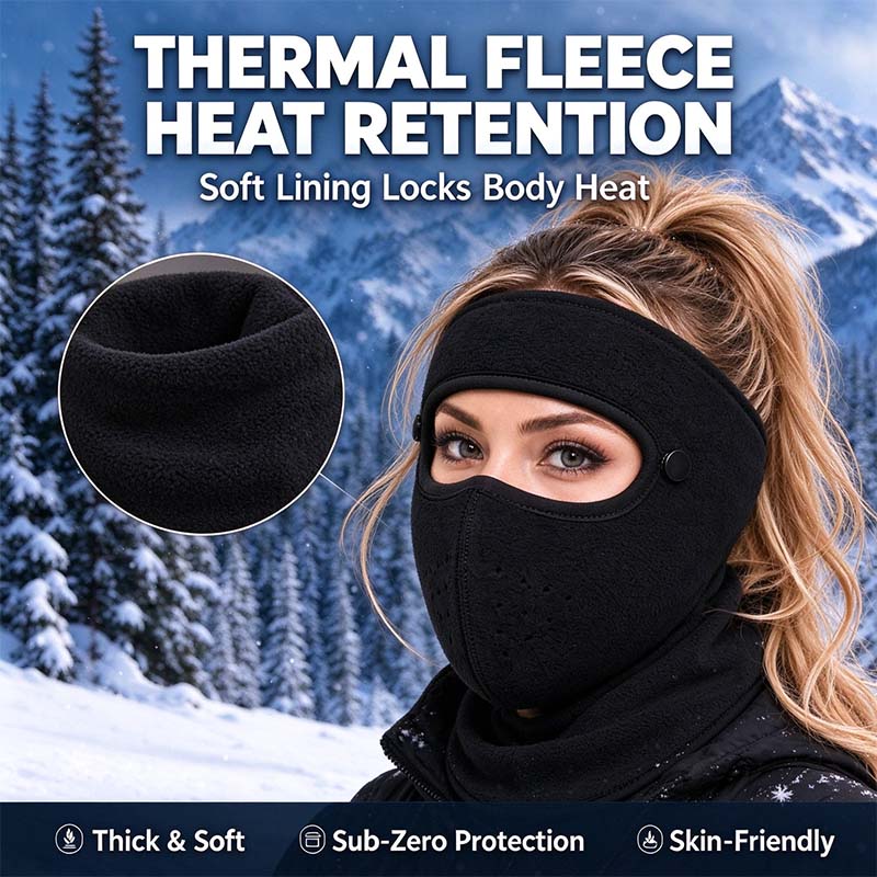 Winter Face Mask with Detachable Goggles, Windproof Thermal Fleece Lined Full Face Cover 🥽