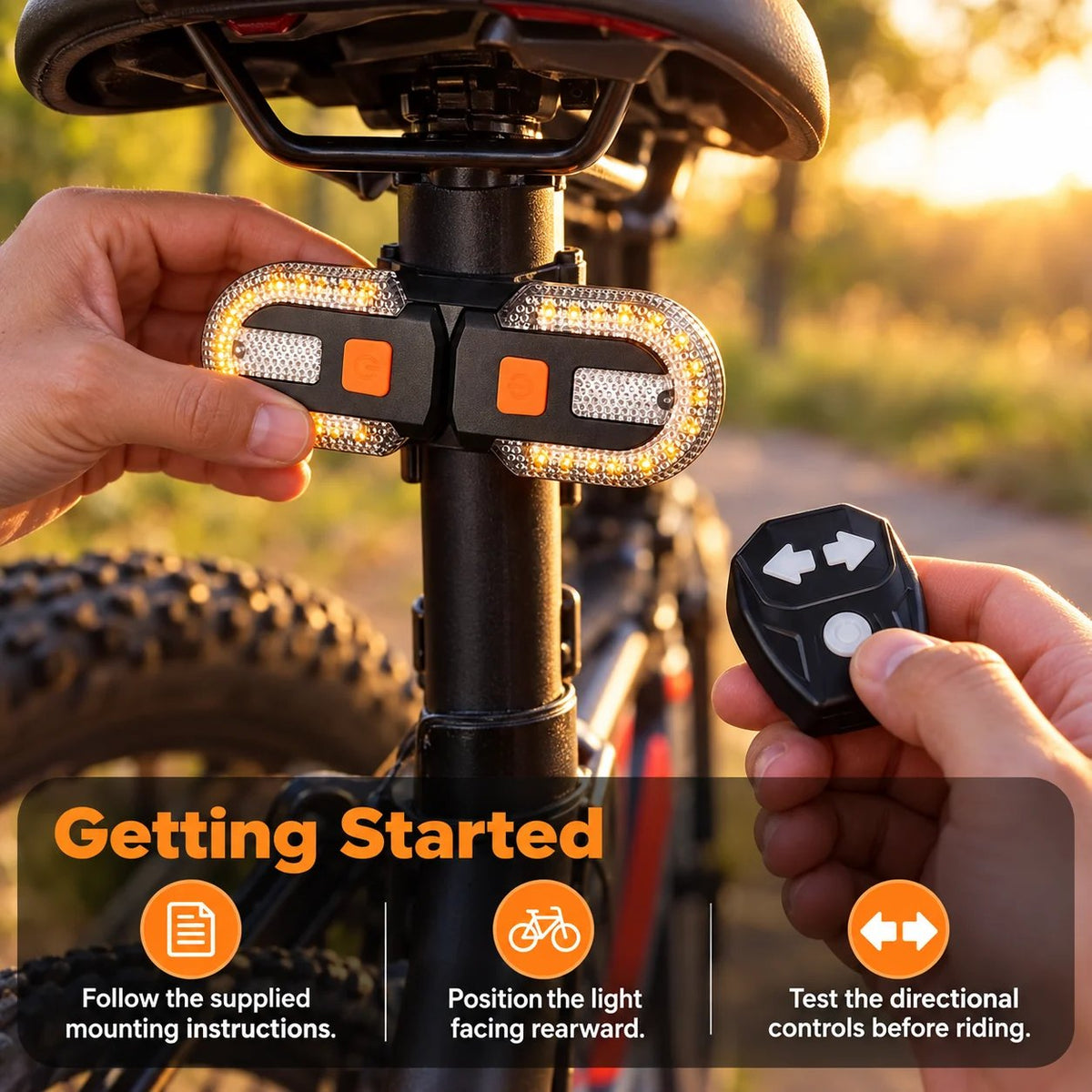 Bicycle Rear Turn Signal Light with Directional Remote