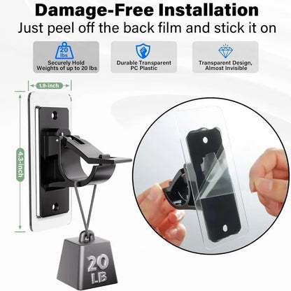 No-Drill Curtain Rod Brackets, Self-Adhesive Multifunctional Acrylic Gel Rod Holder Hooks 🏠