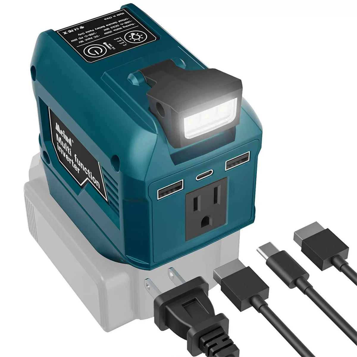 250W Power Inverter DC 18V-21V To AC 220V For Makita For Milwaukee For DeWalt For Bosch USB Type-C DC Port Output