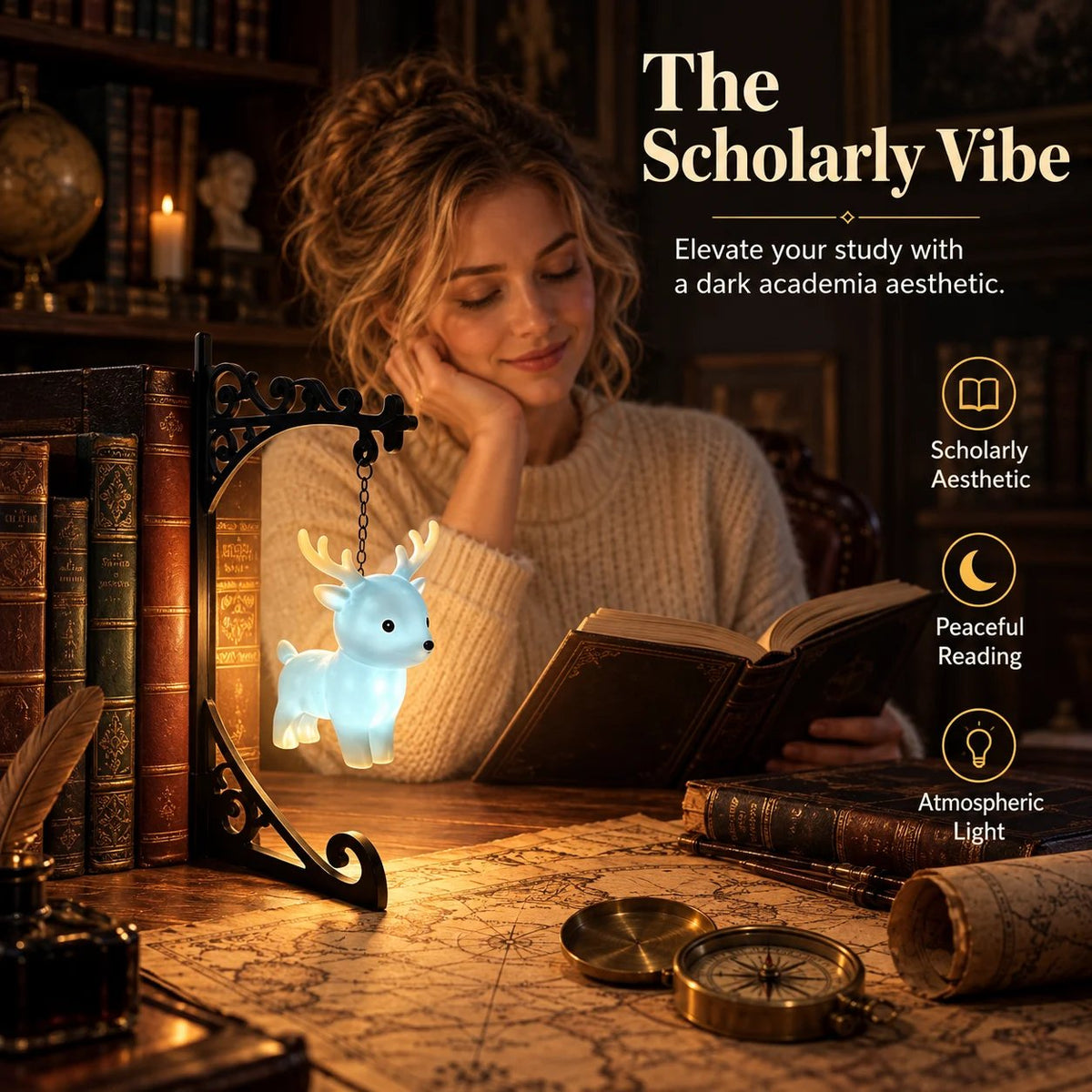 Vintage gotische Bibliothekslaterne mit LED-Beleuchtung