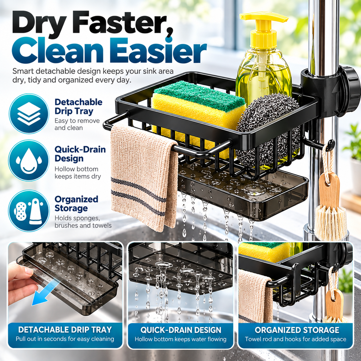 🎉Kitchen Sink Faucet Organizer！！！